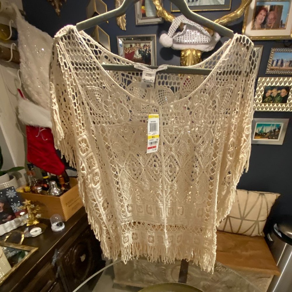 American Rag- NWT Crocheted Top, Swim Cover-Up
